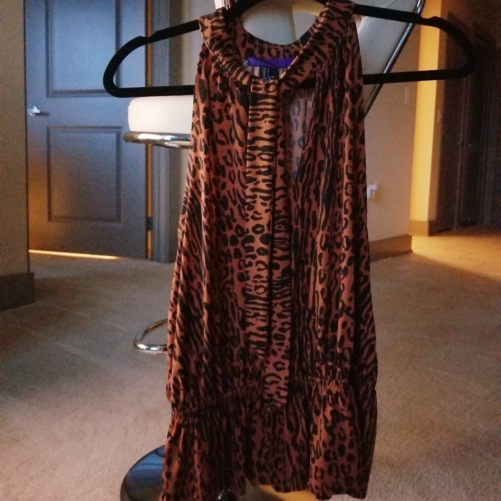 Forever 21 Lepard Neck Tie Tank Top